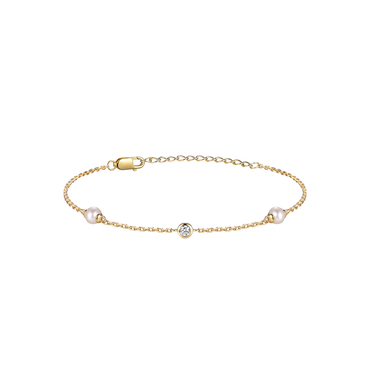 9ct Gold Pearl & Zirconia Bracelet GB477