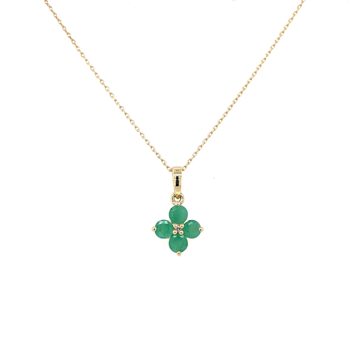 9ct Gold Real Emerald Flower Pendant GPE51
