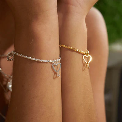 ChloBo Gold Mini Cube Interlocking Love Heart Bracelet