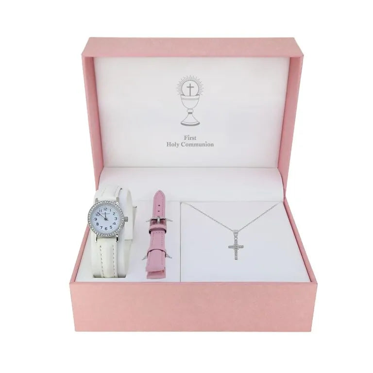Girls Communion Watch & Silver Cross Gift Set GCS2003
