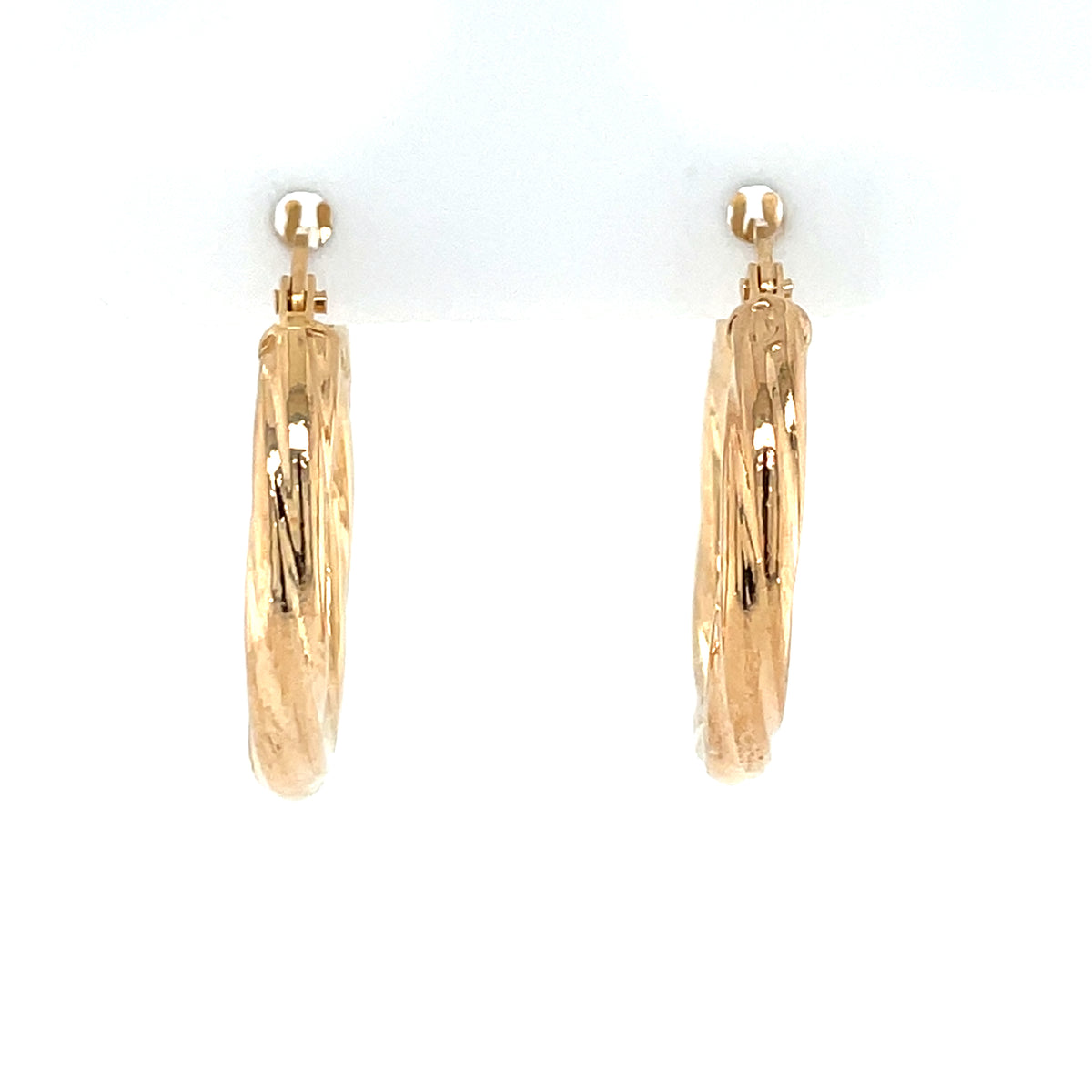 9ct Gold 15mm Twist Hoop Earrings GE1088