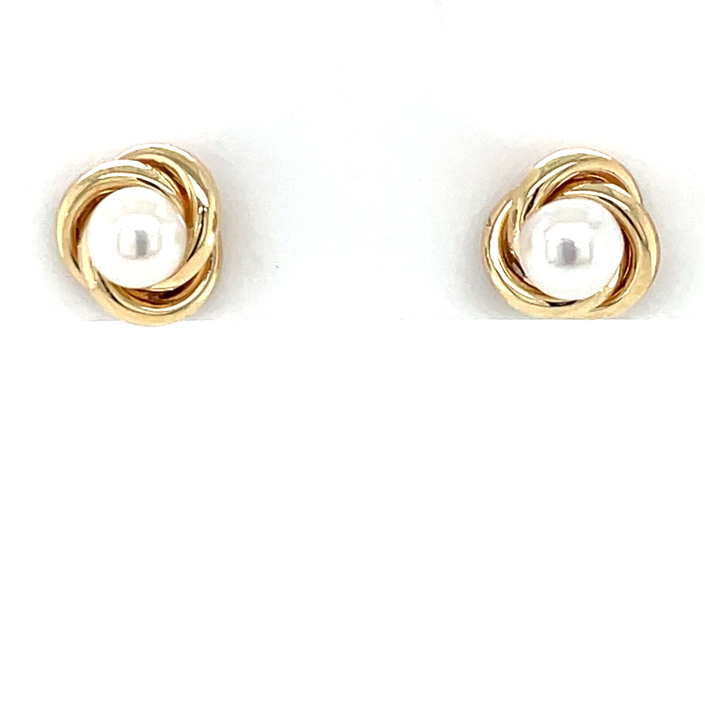 9ct Gold Freshwater Pearl Knot Stud Earrings GEP383