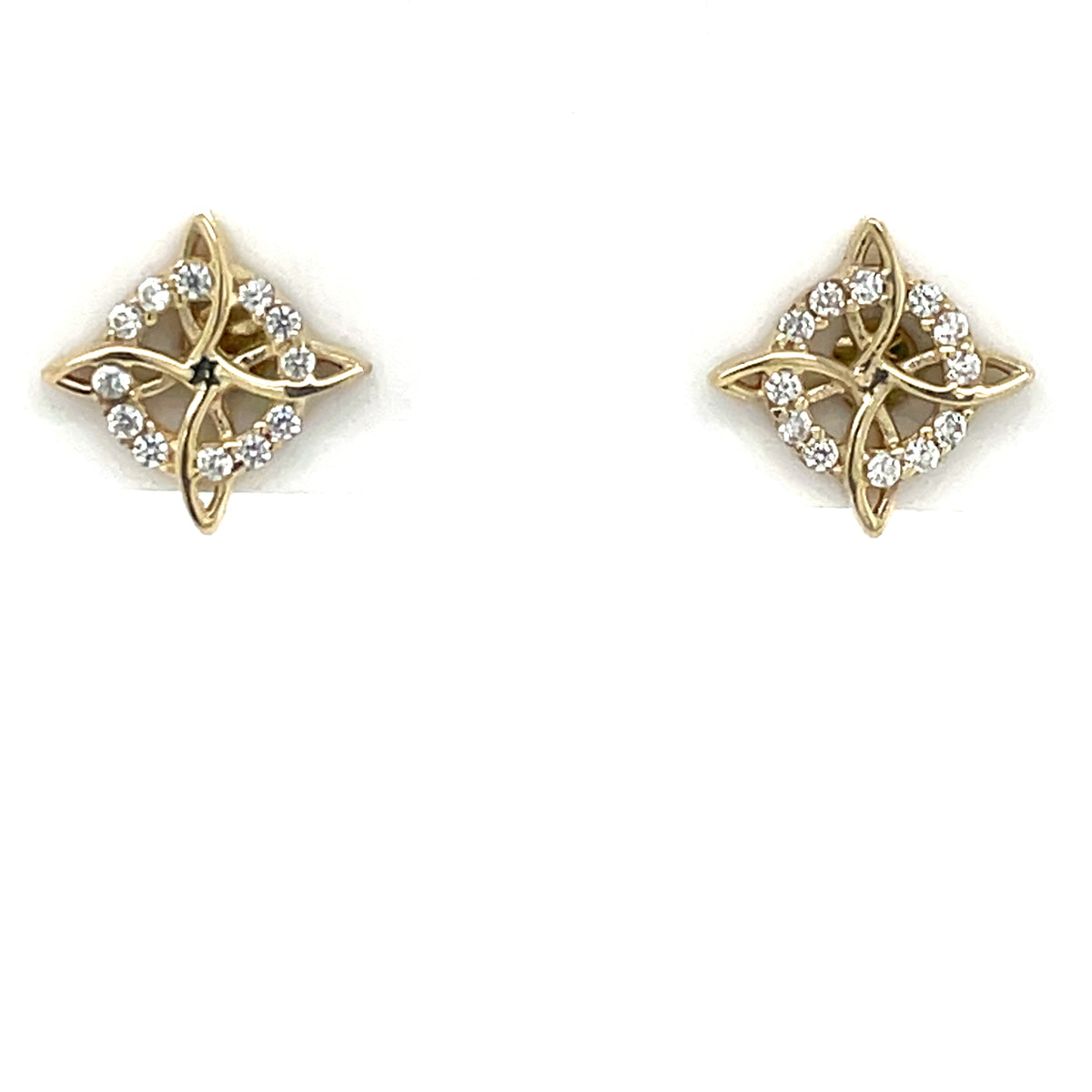 9ct Gold CZ Circle Cross Stud Earrings GEZ801