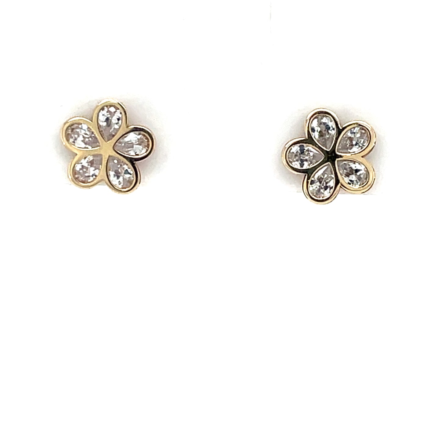 9ct Gold CZ Petals Stud Earrings GEZ797