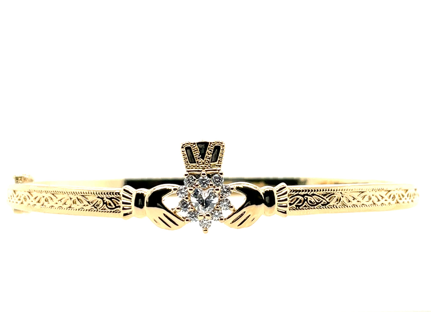 Gold-plated CZ Claddagh Bangle GFCB03Z