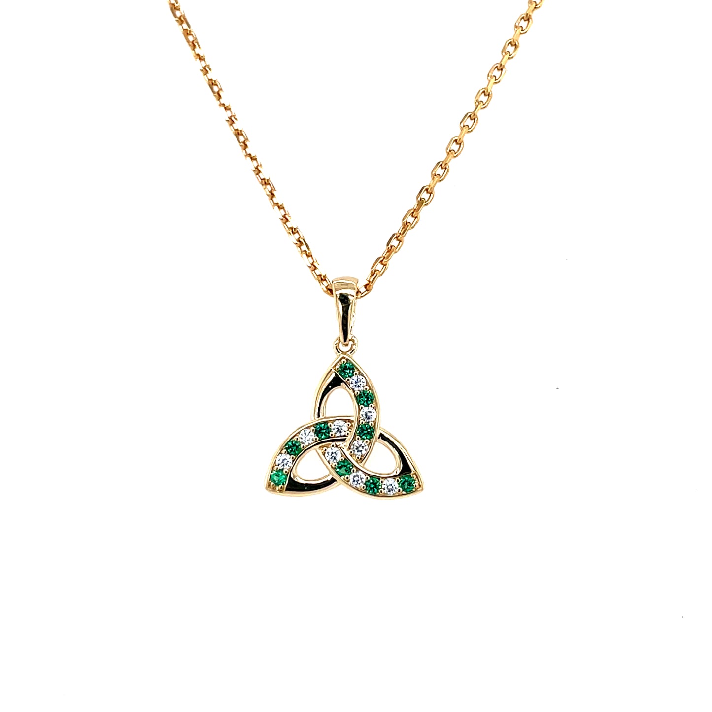 18ct Gold-plated Green CZ Trinity Pendant GFCP026