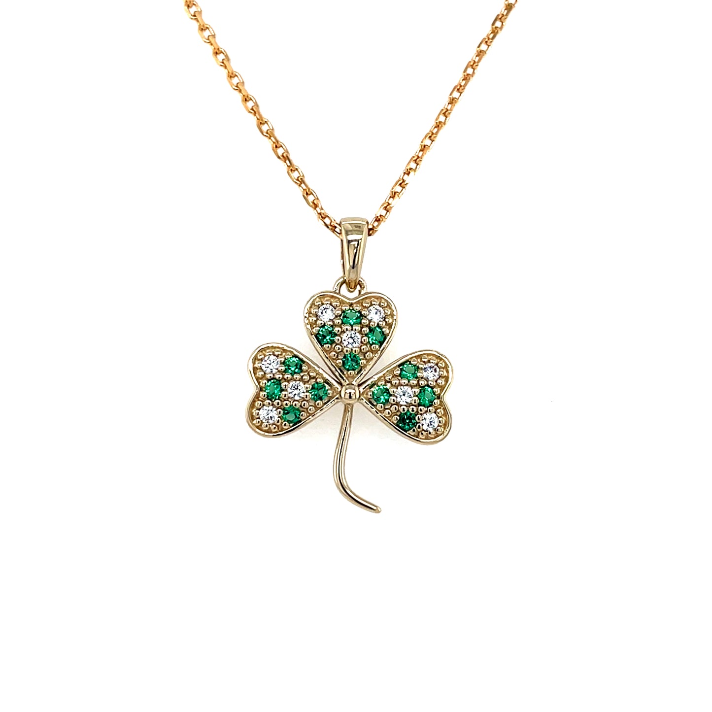 18ct Gold-plated Green CZ Shamrock Pendant GFCP040
