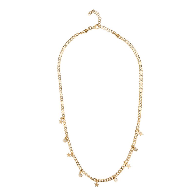 Sterling Silver Gold-plated Star & CZ Drop Necklet GG9010