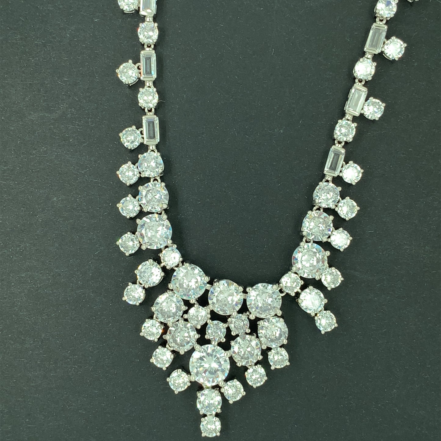 Sterling Silver CZ Raindrop Necklet GL1539