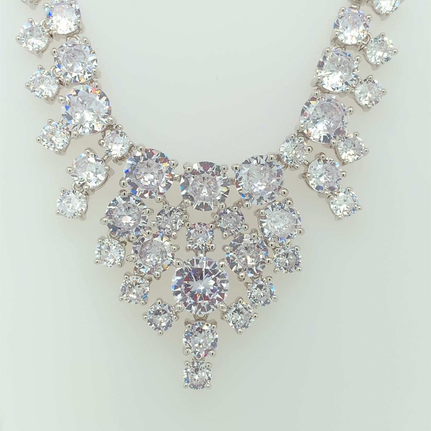 Sterling Silver CZ Raindrop Necklet GL1539