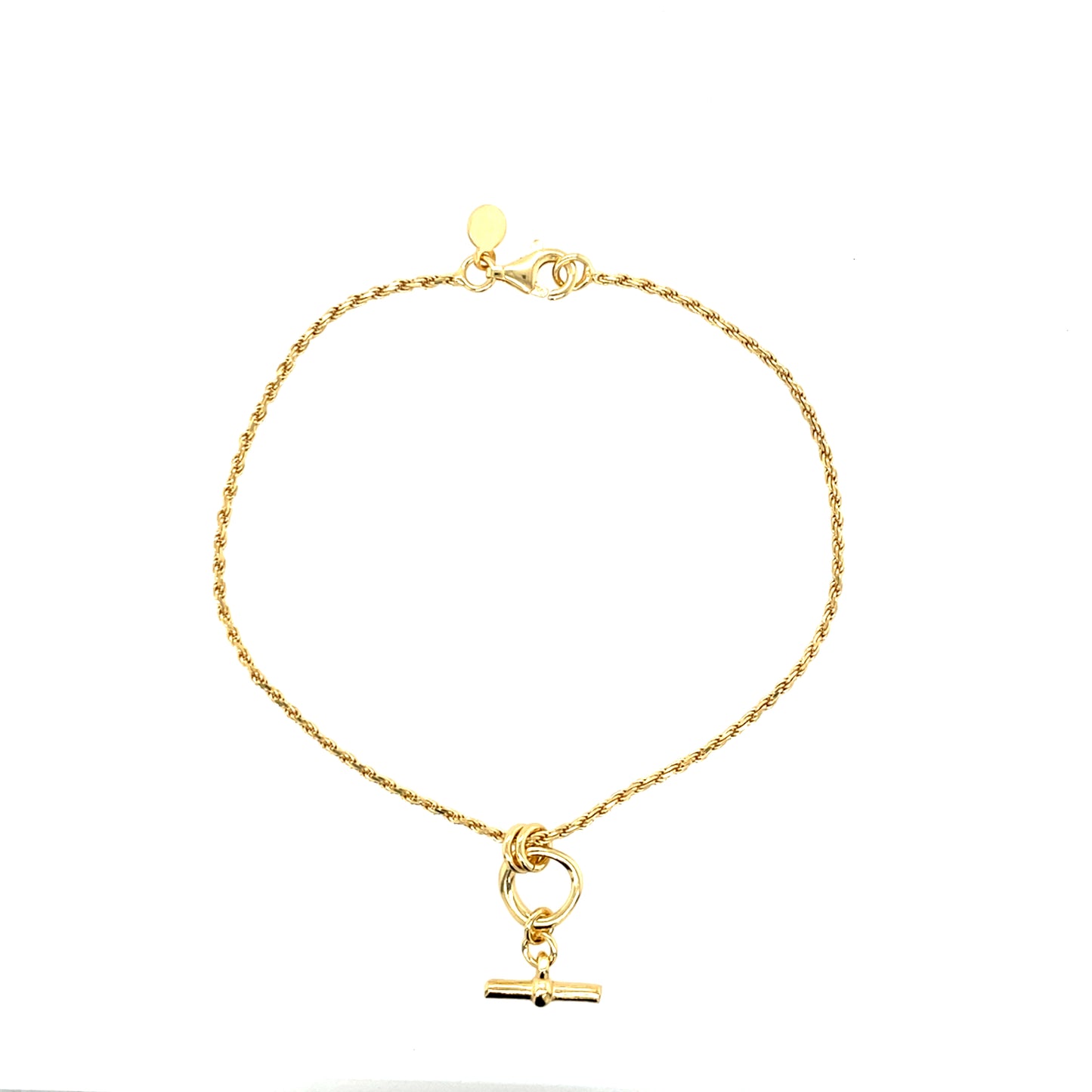 Silver Gold-plated T-Bar Fine Rope Bracelet GL1584