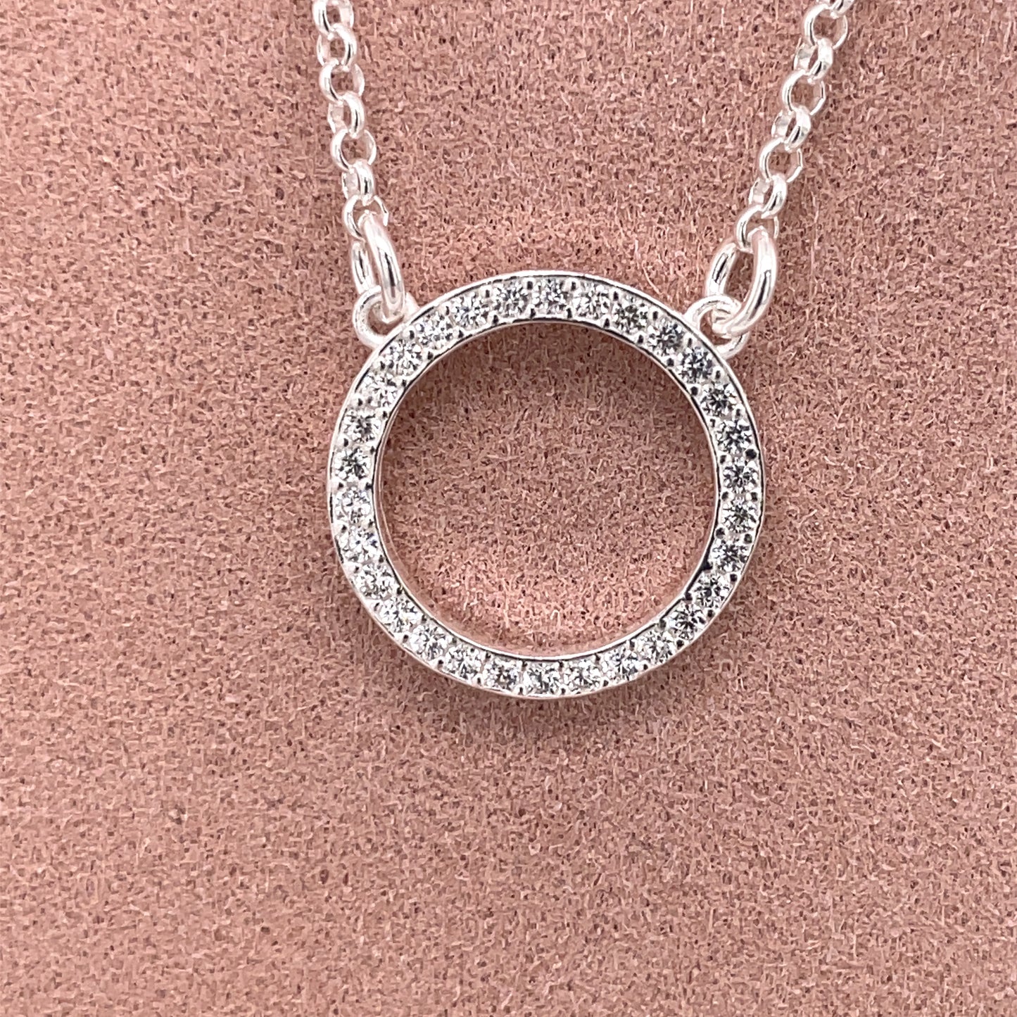 Sterling Silver CZ Eternal Circle Pendant GL1627