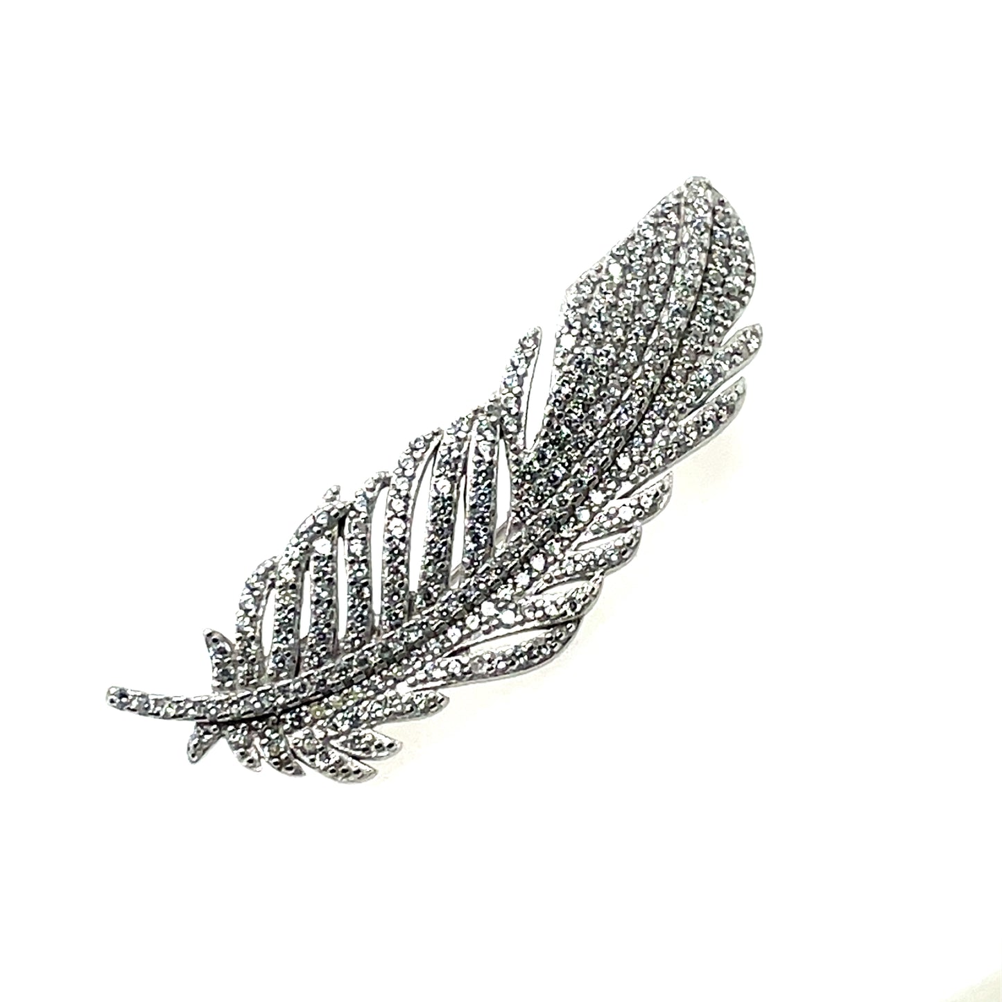 Sterling Silver CZ Feather Brooch GL1730