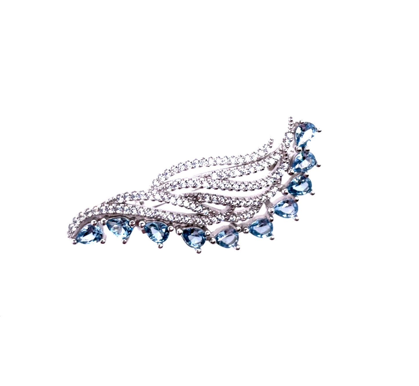 Sterling Silver CZ Blue Topaz Brooch GL1731