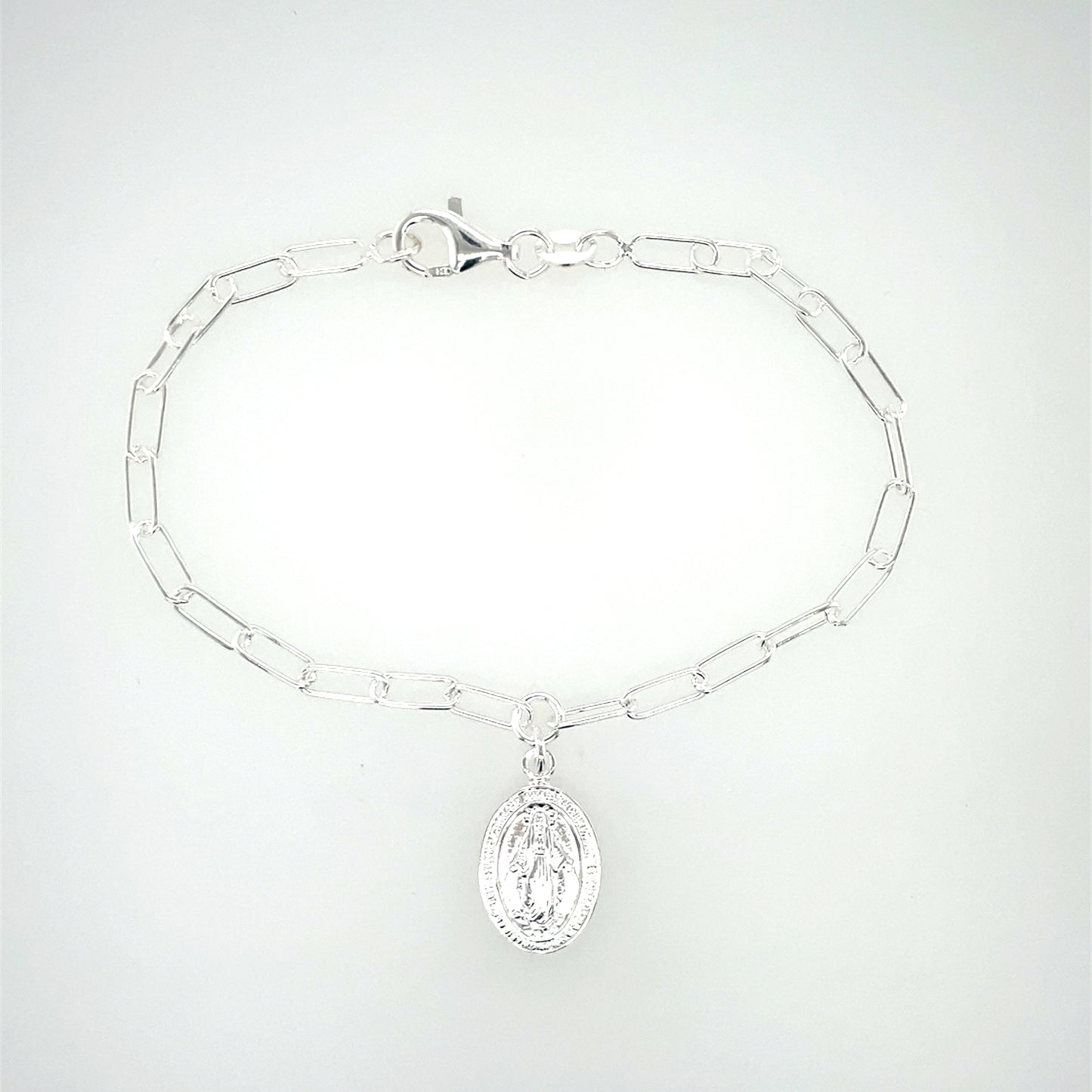 Silver Paperlink Bracelet with Miraculous Medal GL1843