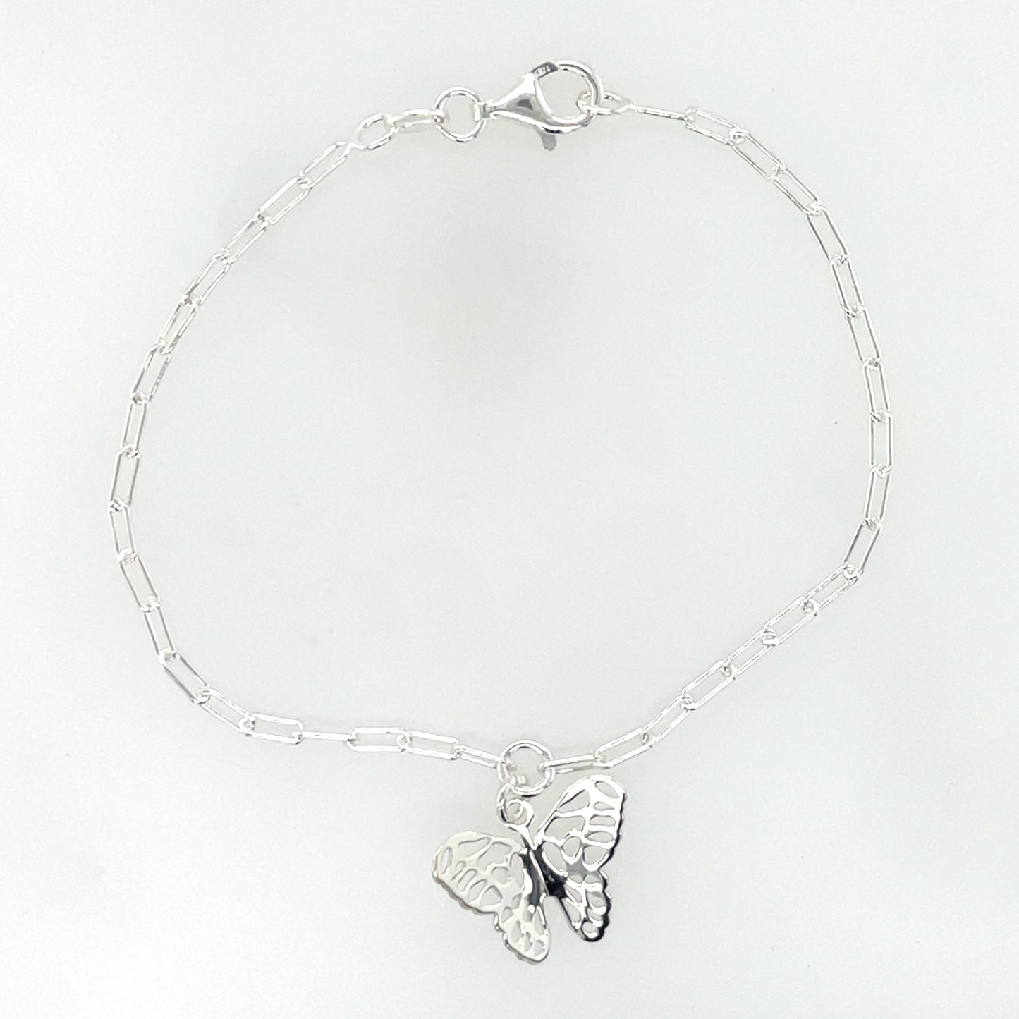 Silver Paperlink Bracelet with Butterfly Charm GL1844