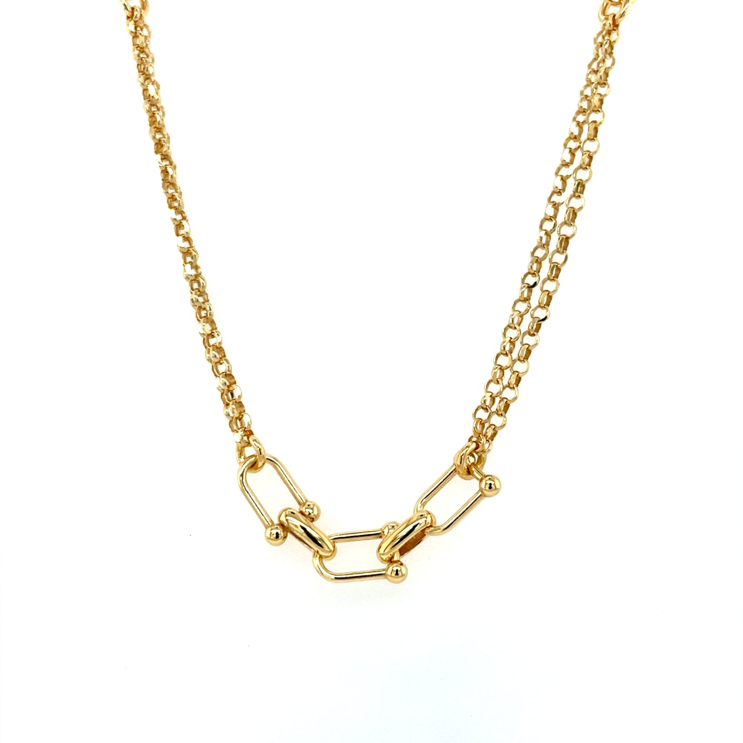 Silver Gold-plated Fancy Link Necklet GL1985