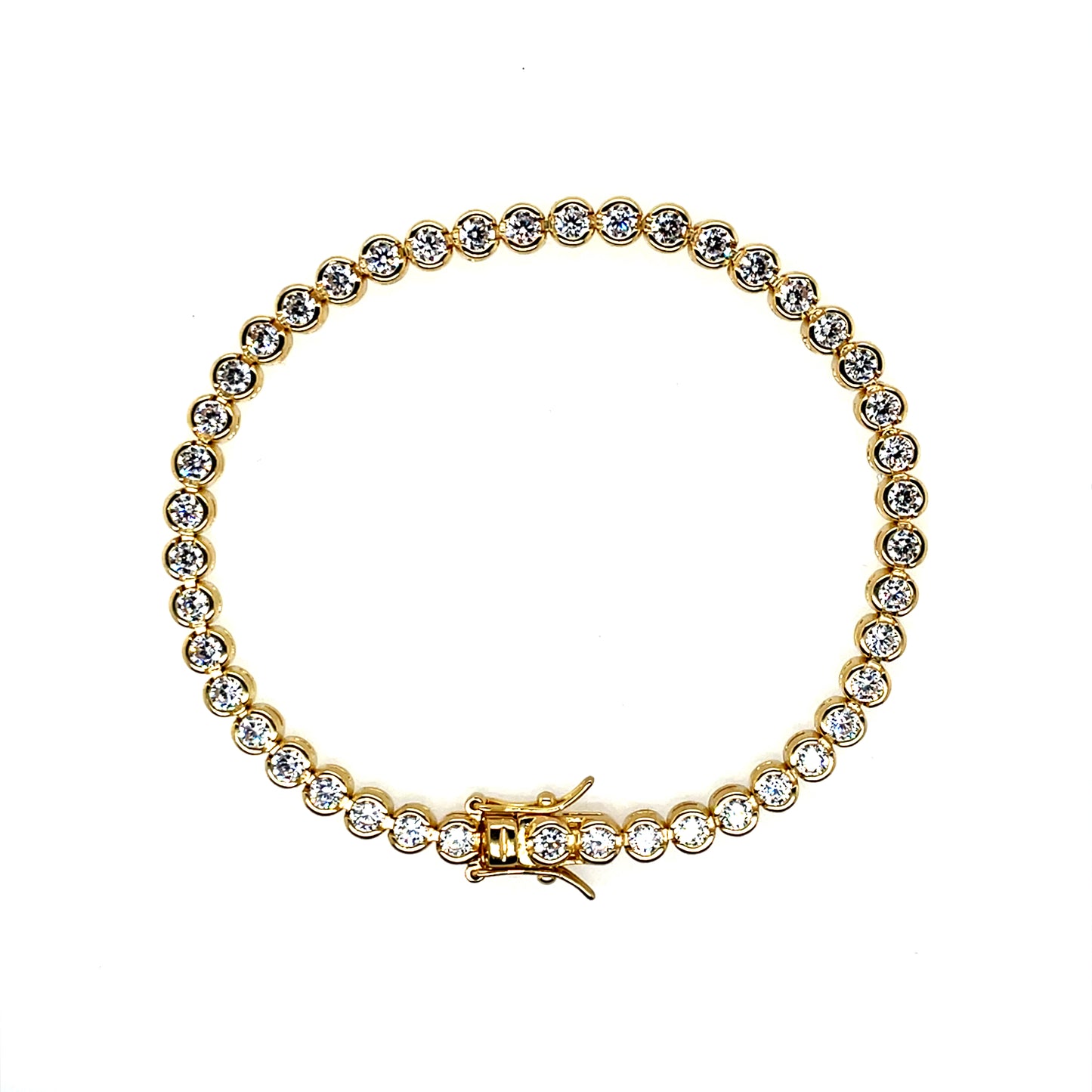 Sterling Silver Gold plated 3mm CZ Tennis Line Bracelet GL1999