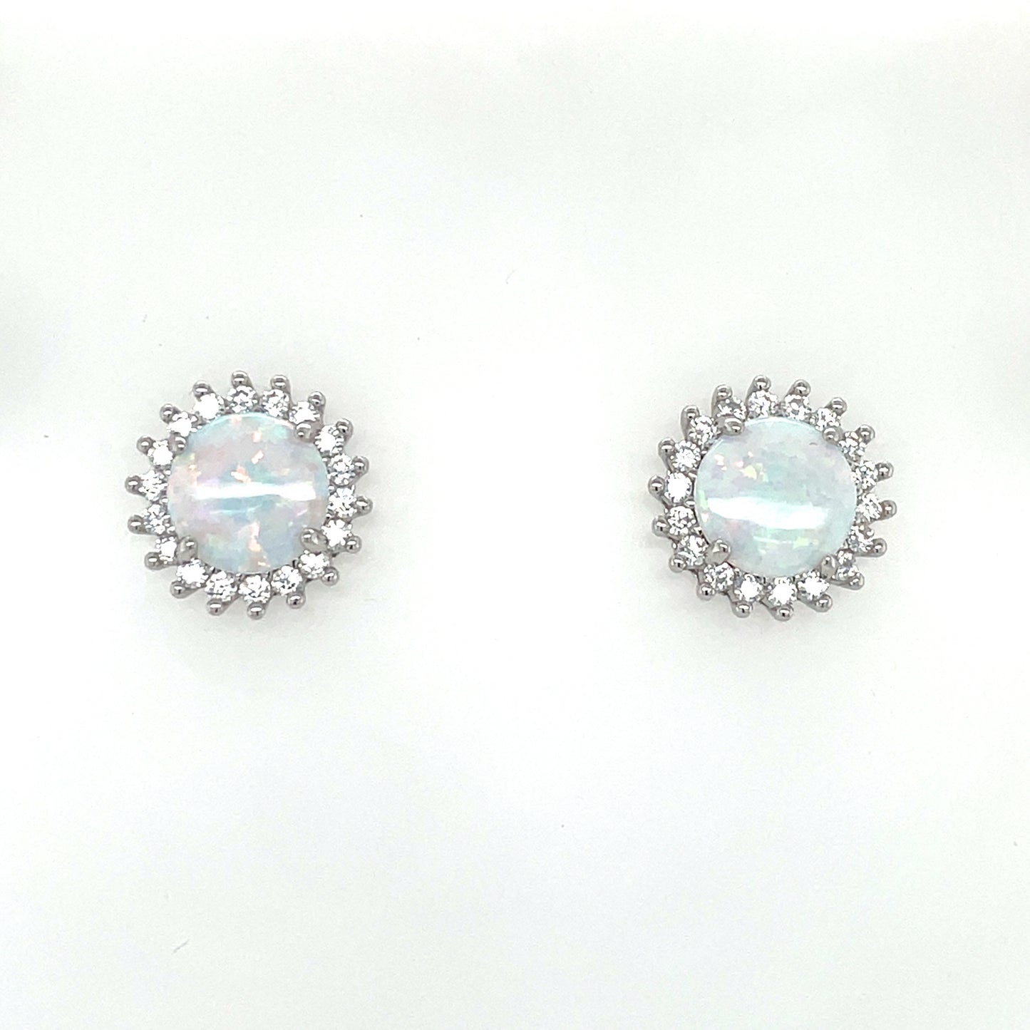 Sterling Silver Opal CZ Pendant & Earring Set GL2010