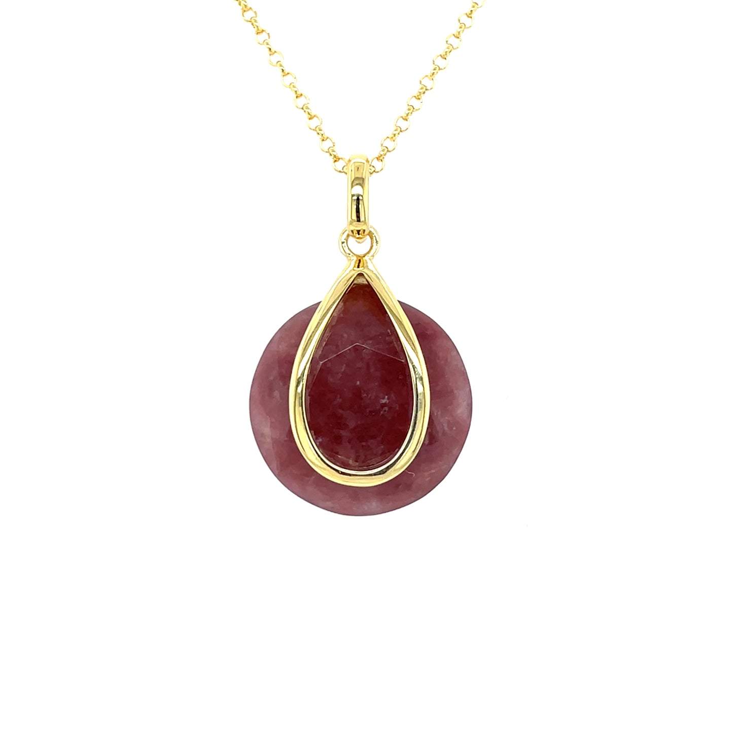Silver Gold-plated Strawberry Quartz Pendant GL2019