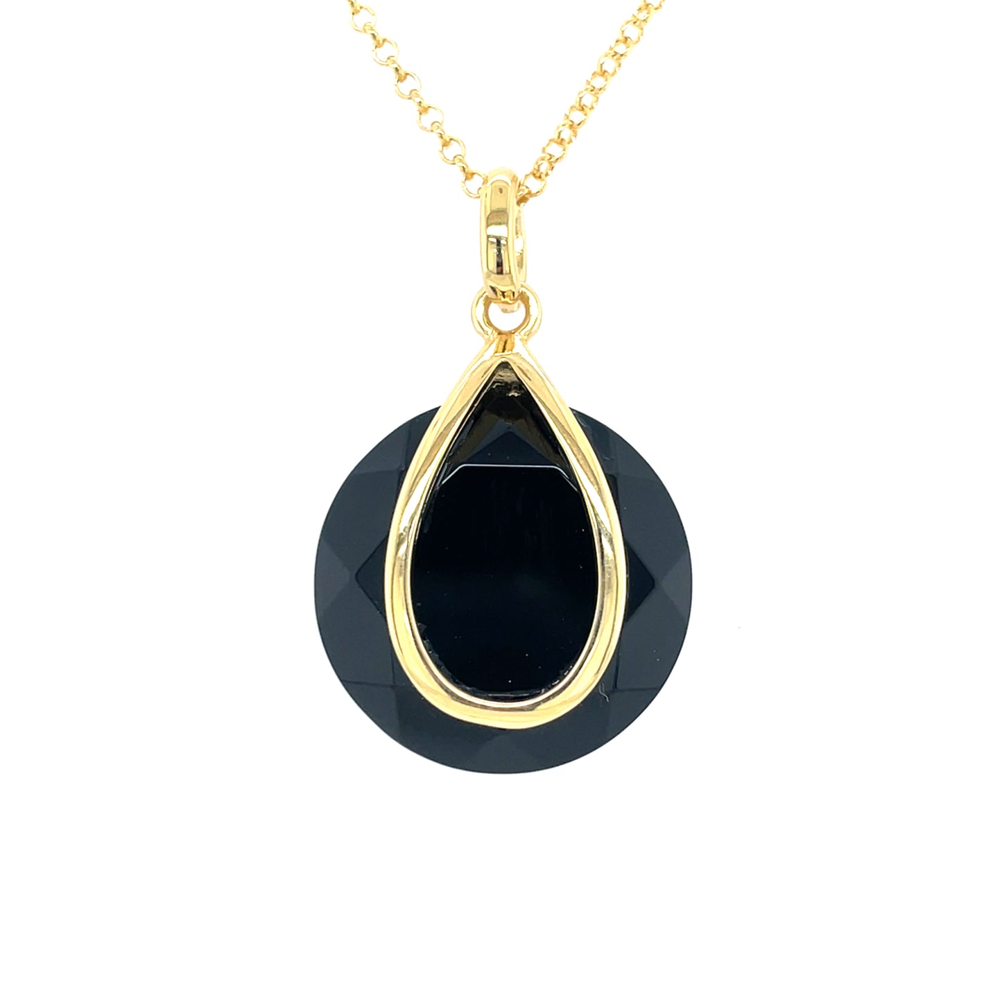 Silver Gold-plated Black Agate Pendant GL2020