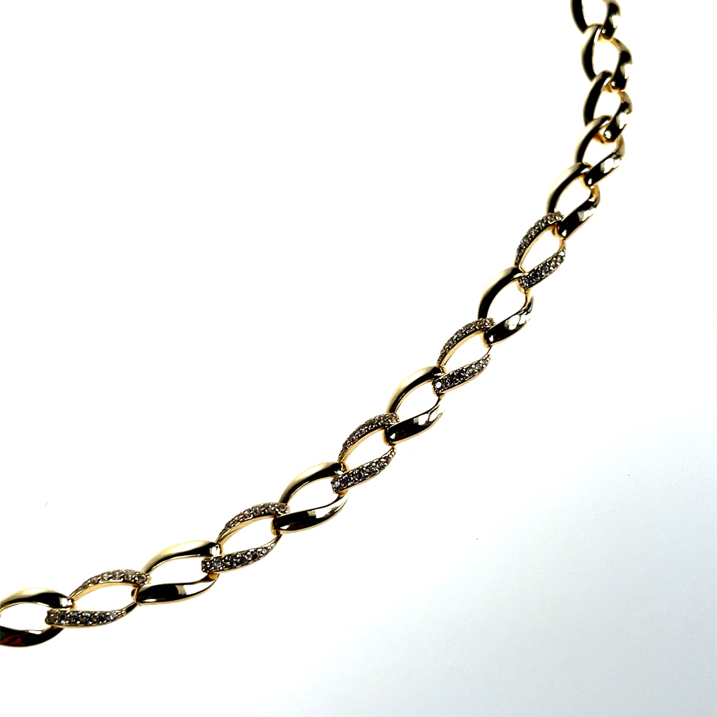 Silver Gold-plated CZ Curb Chain Necklet GL2073