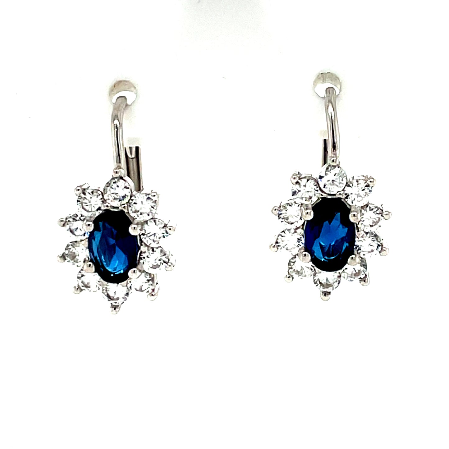 Sterling Silver Blue CZ Cluster Earrings GL2087BL