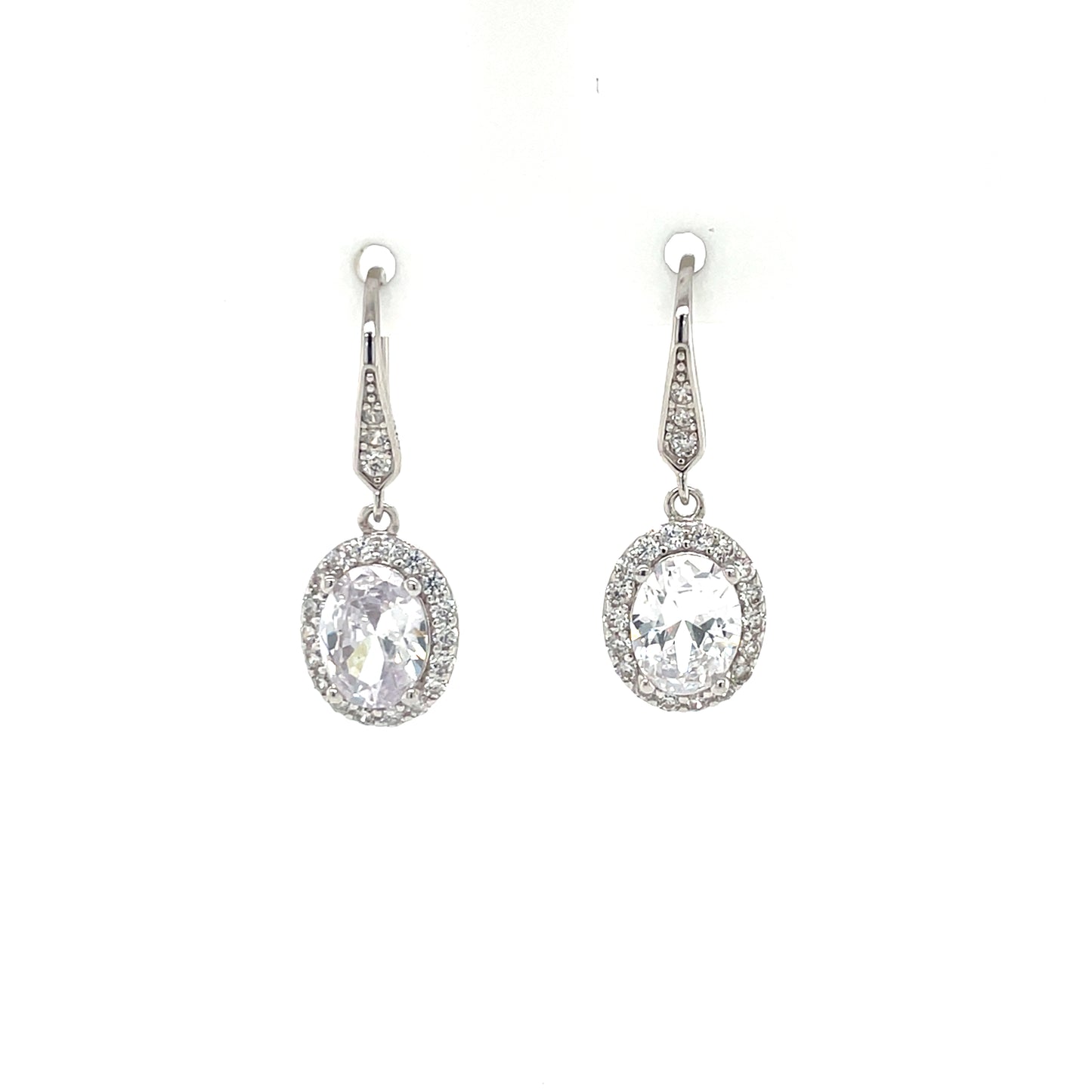 Sterling Silver CZ Halo Pendant & Earring Set GL2099