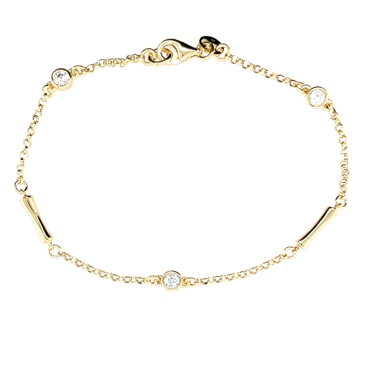 Gold-plated Silver CZ & Bars Bracelet GL2173
