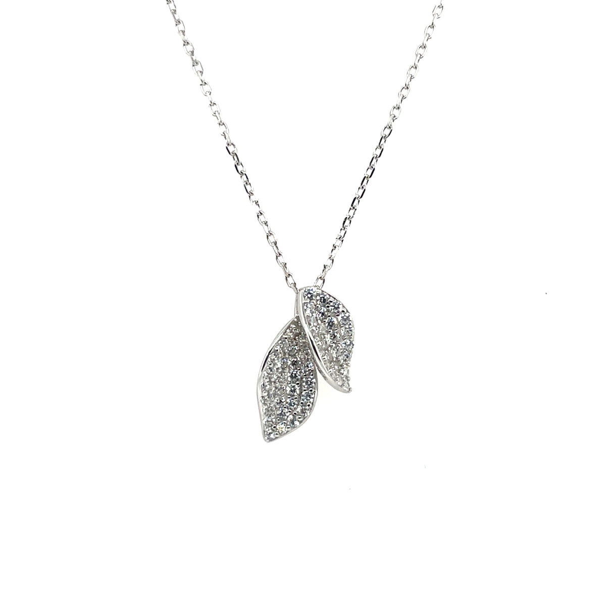 Sterling Silver CZ Leaf Pendant GL2274