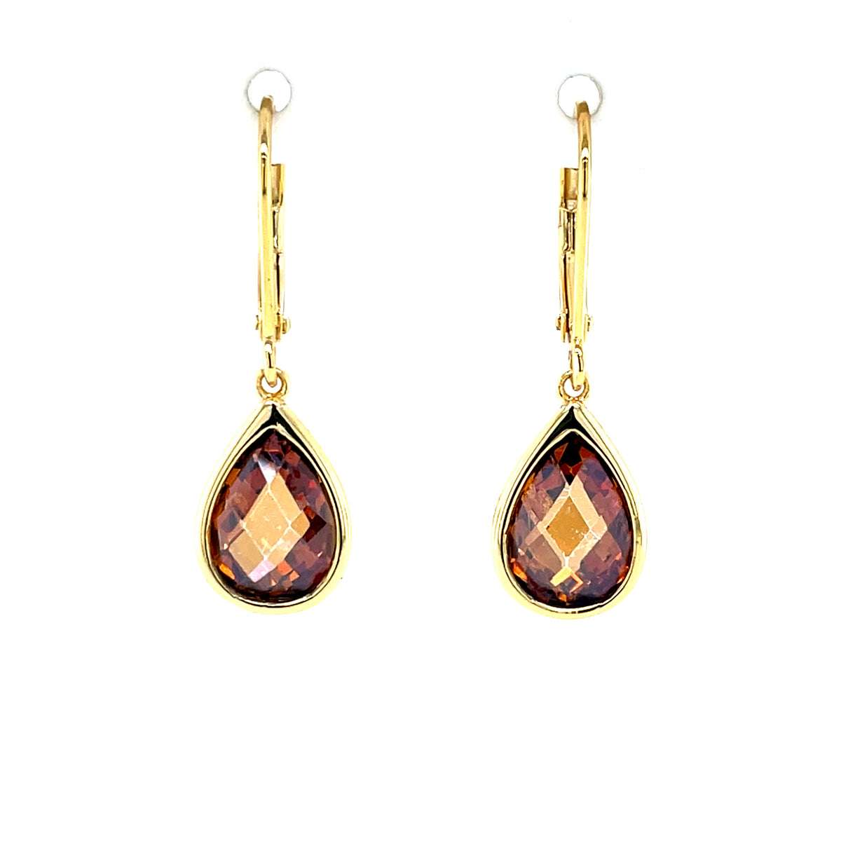 Gold-plated Silver Coffee CZ Teardrop Earrings GL2302E