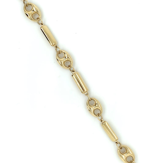 9ct Gold Barrel Link Bracelet GB405