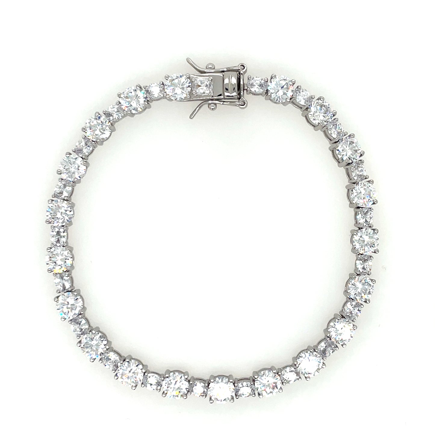 Sterling Silver Round & Oval CZ Tennis Line Bracelet GL735