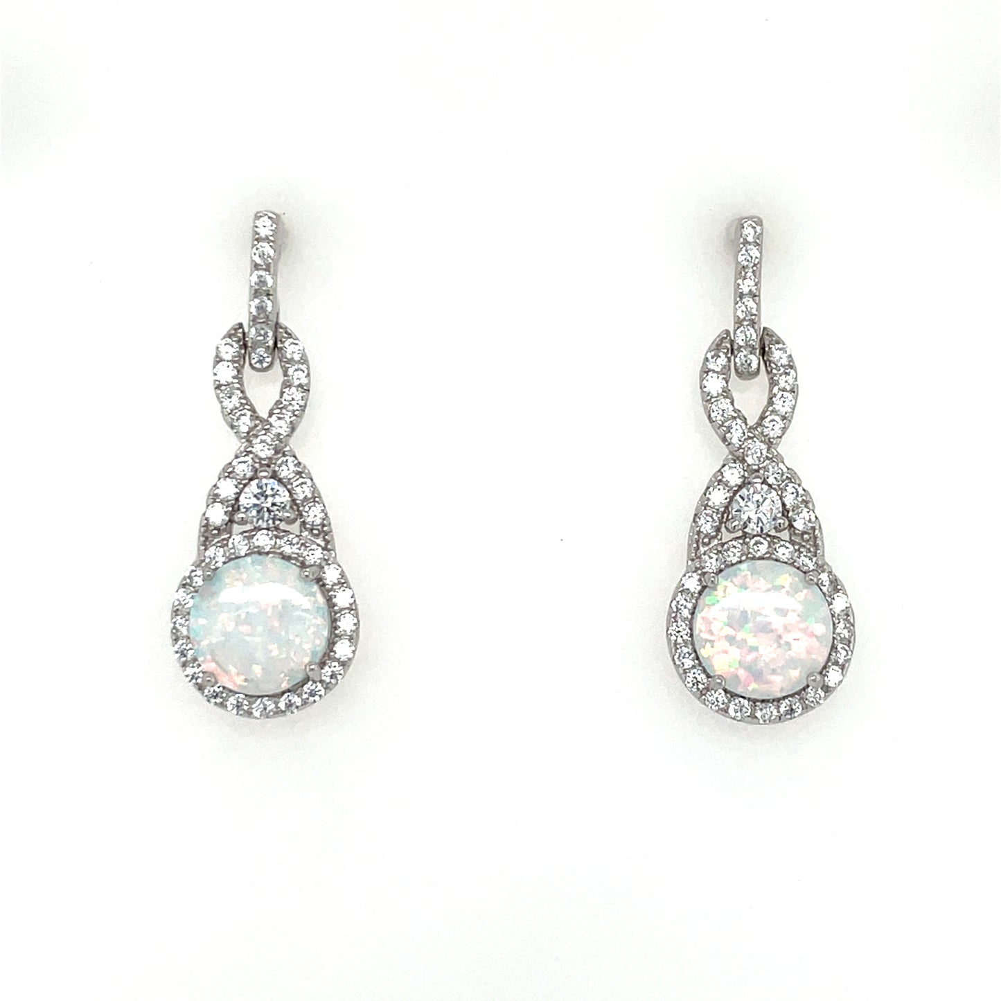 Sterling Silver Opal CZ Pendant & Earring Set GL967