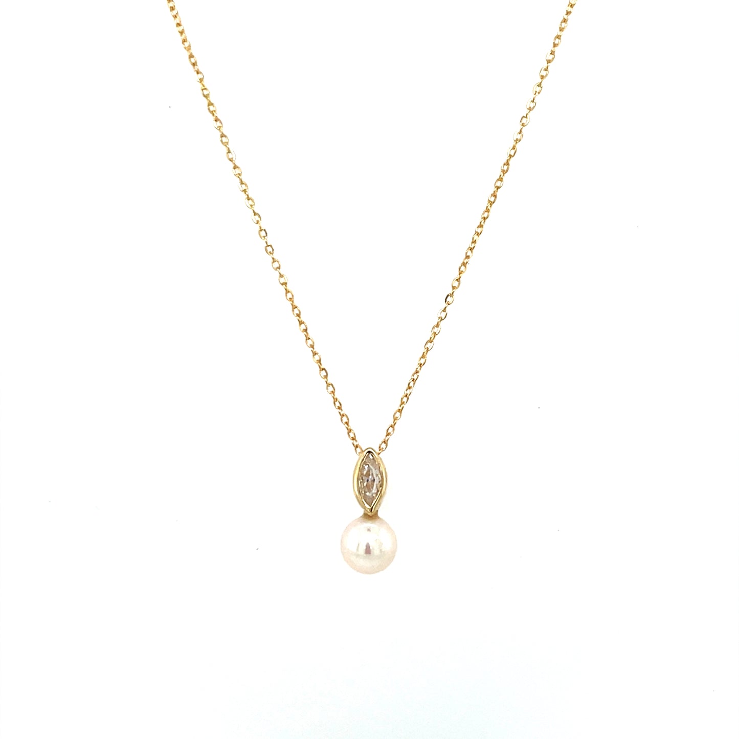 9ct Gold Dainty Freshwater Pearl & CZ Pendant GPX202