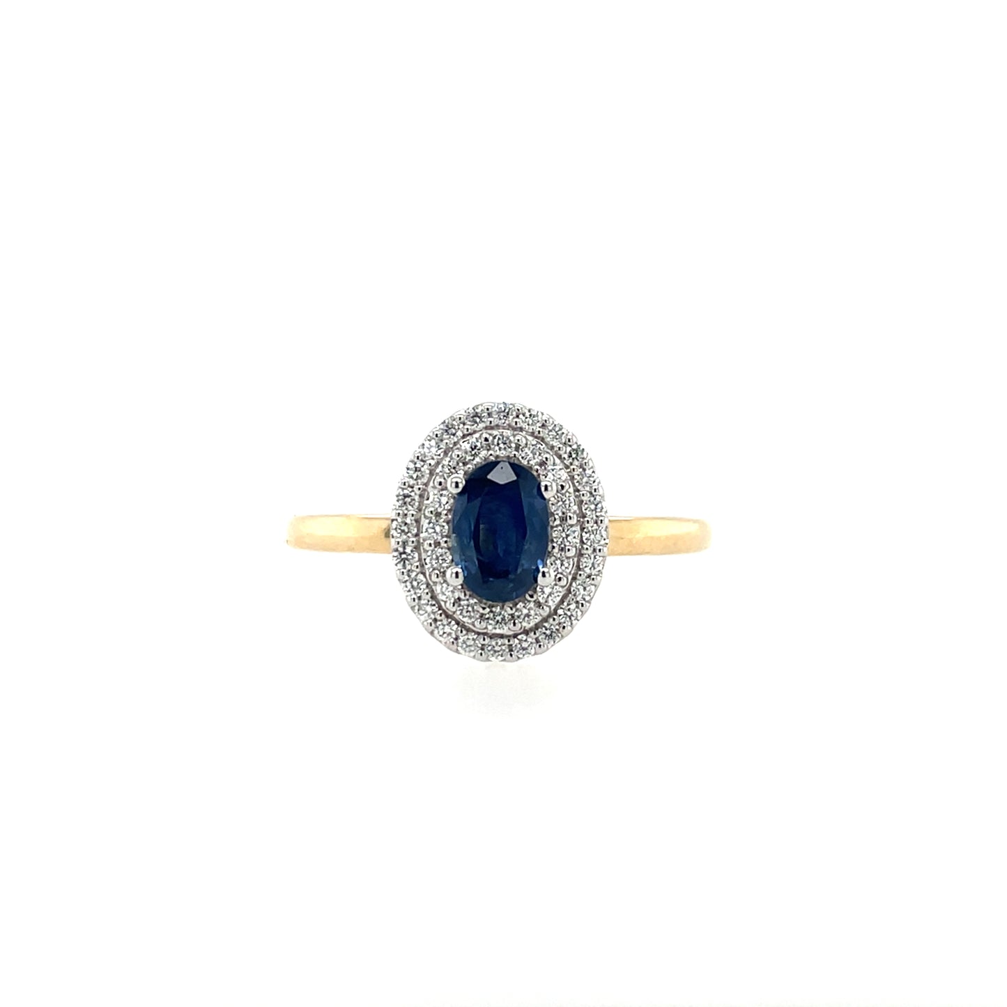 9ct Gold Sapphire & Diamond Double Cluster Ring GRS280