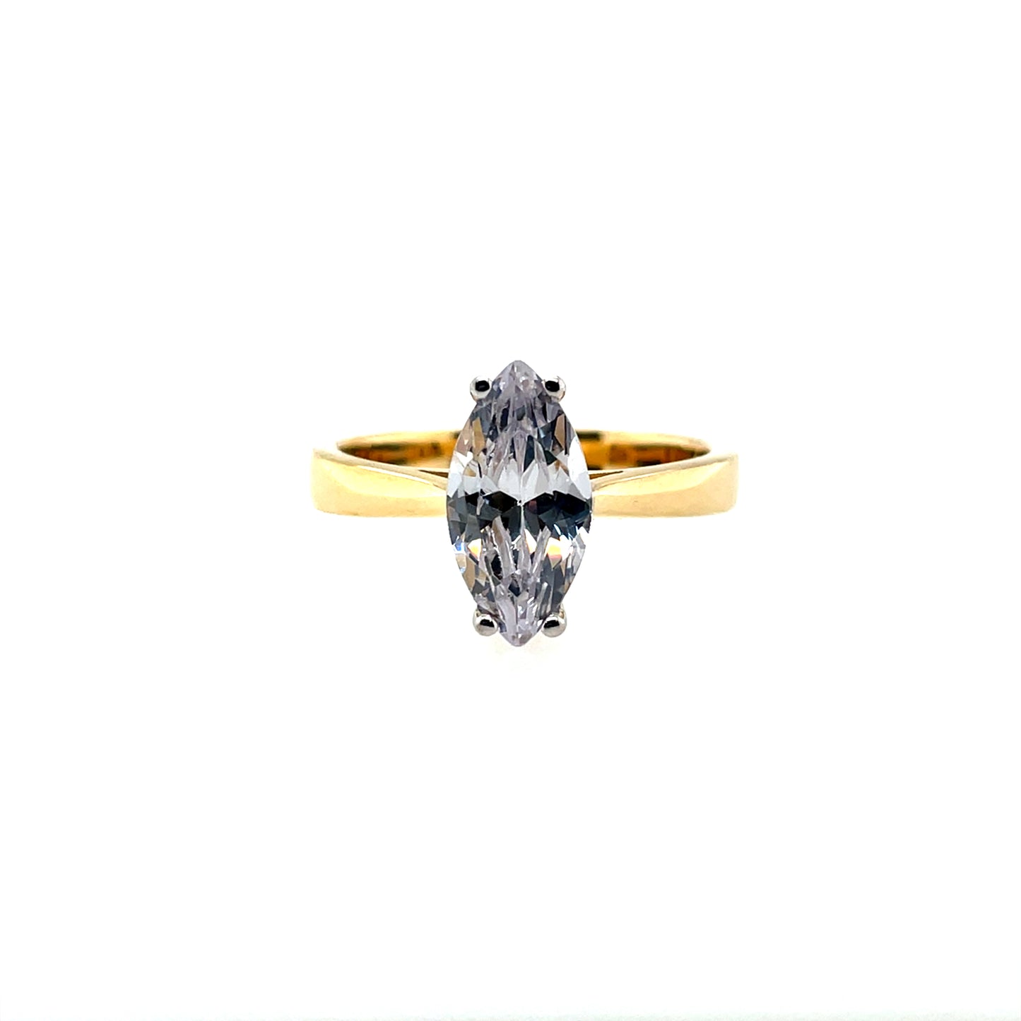 9ct Gold Marquise CZ Solitaire Ring GRZ377