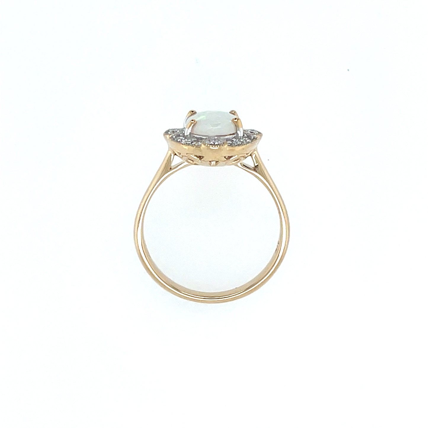 9ct Gold Real Opal & Diamond Ring GRL84
