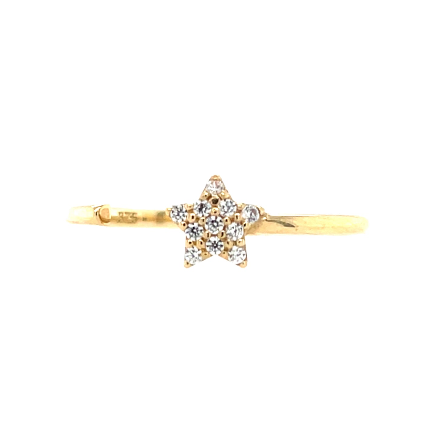9ct Gold CZ Open Star Ring GRZ242 D
