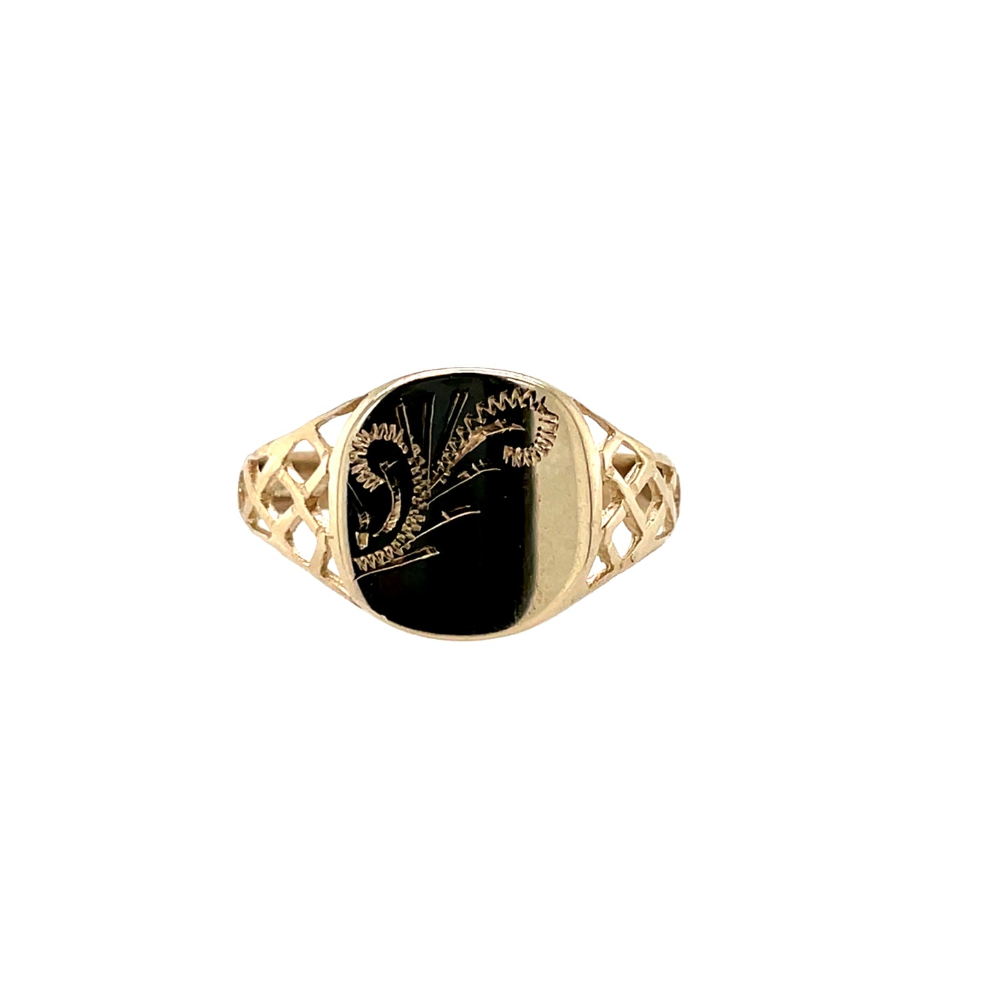 Heirloom 9ct Gold Cushion Signet Ring HR12
