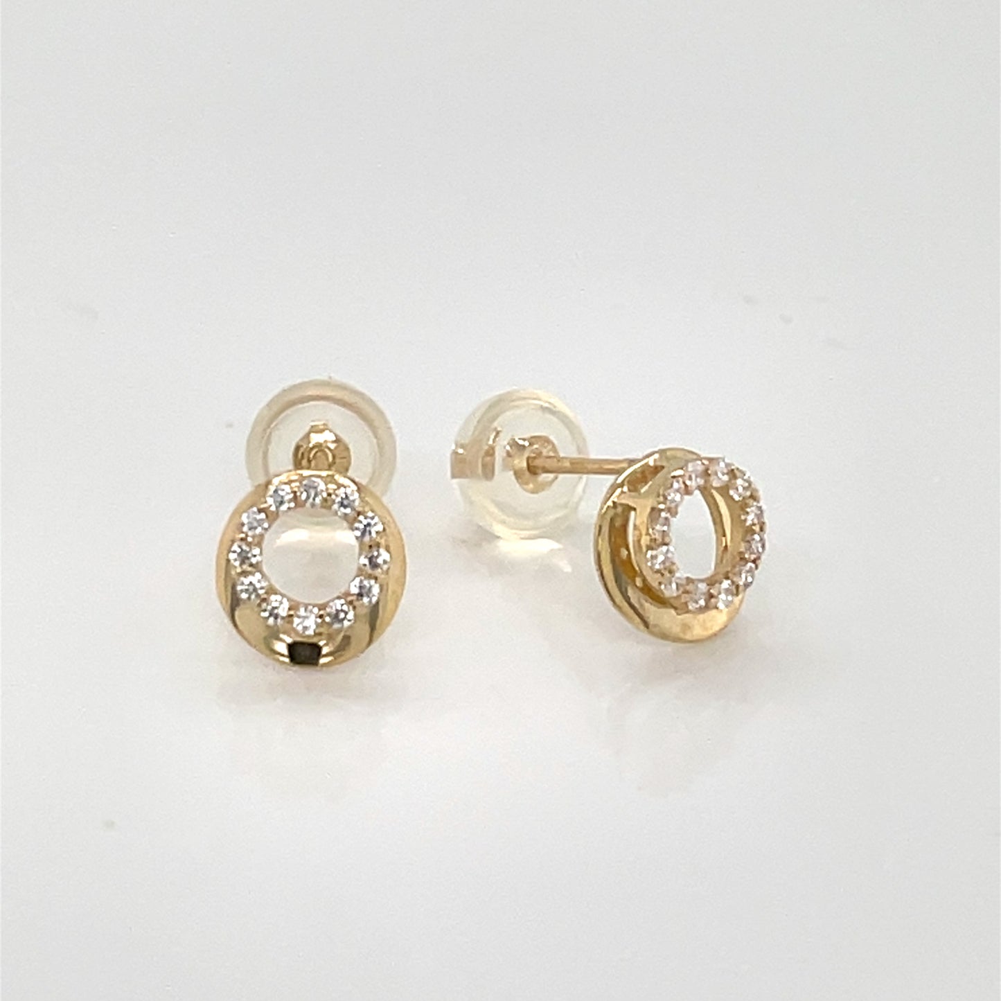 9ct Gold CZ Circle Stud Earrings GEZ741