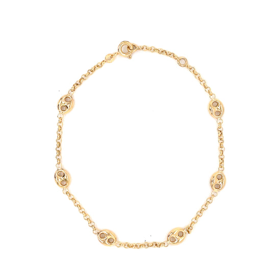 9ct Gold Station Bracelet GB455