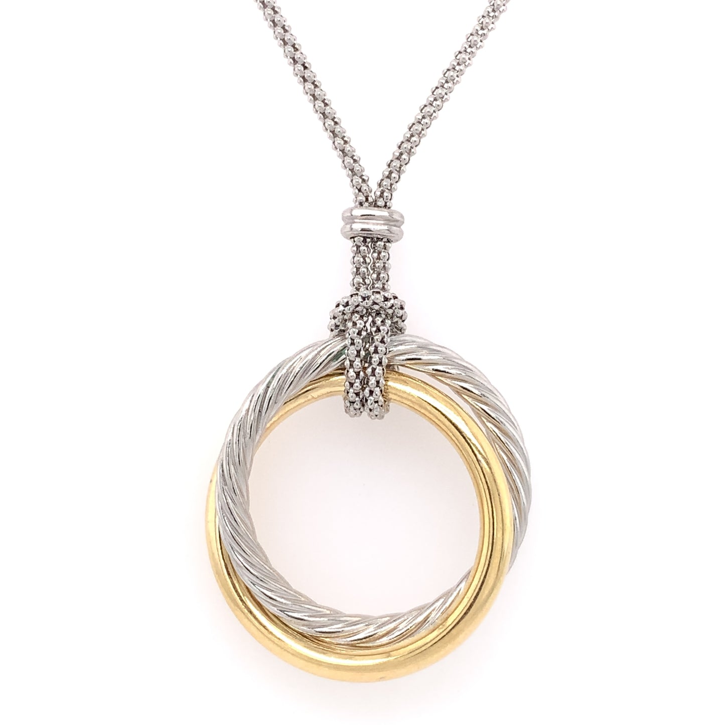 Sterling Silver 18ct Gold Circle Twist Pendant JES191G