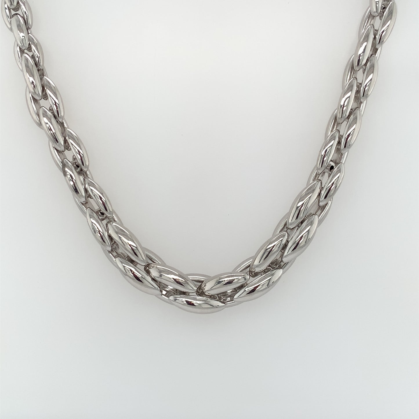 Sterling Silver Graduated Italian Marquise Link Necklace JES32N/S