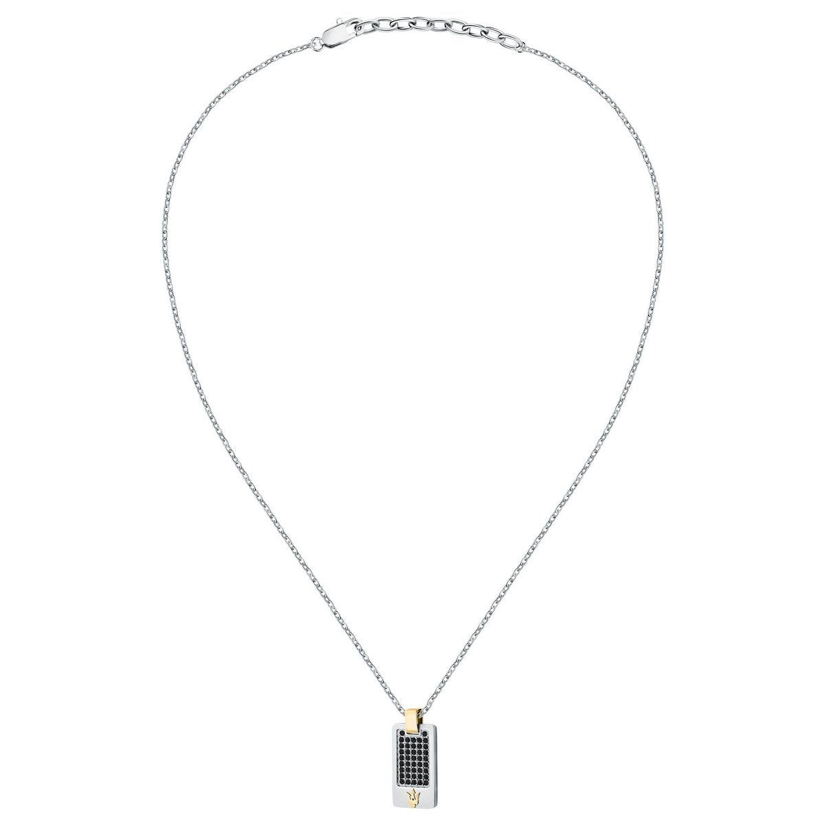 MASERATI JEWELS ICONIC PENDANT WITH BLACK STONE & IP YELLOW GOLD JM334AVD49