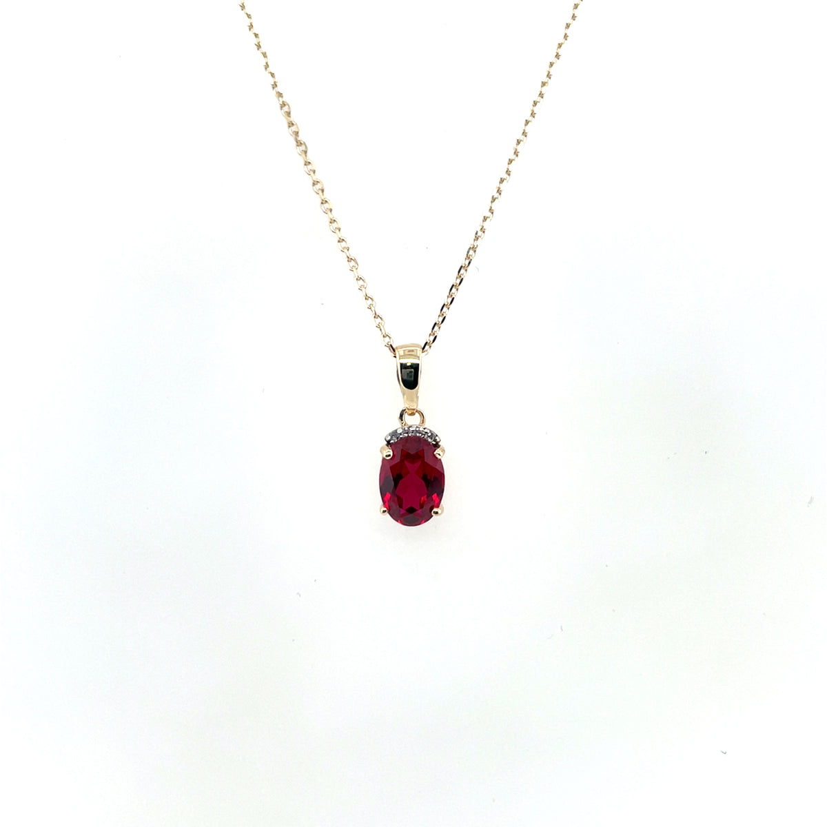 9ct Gold Created Ruby & CZ Pendant GPR48