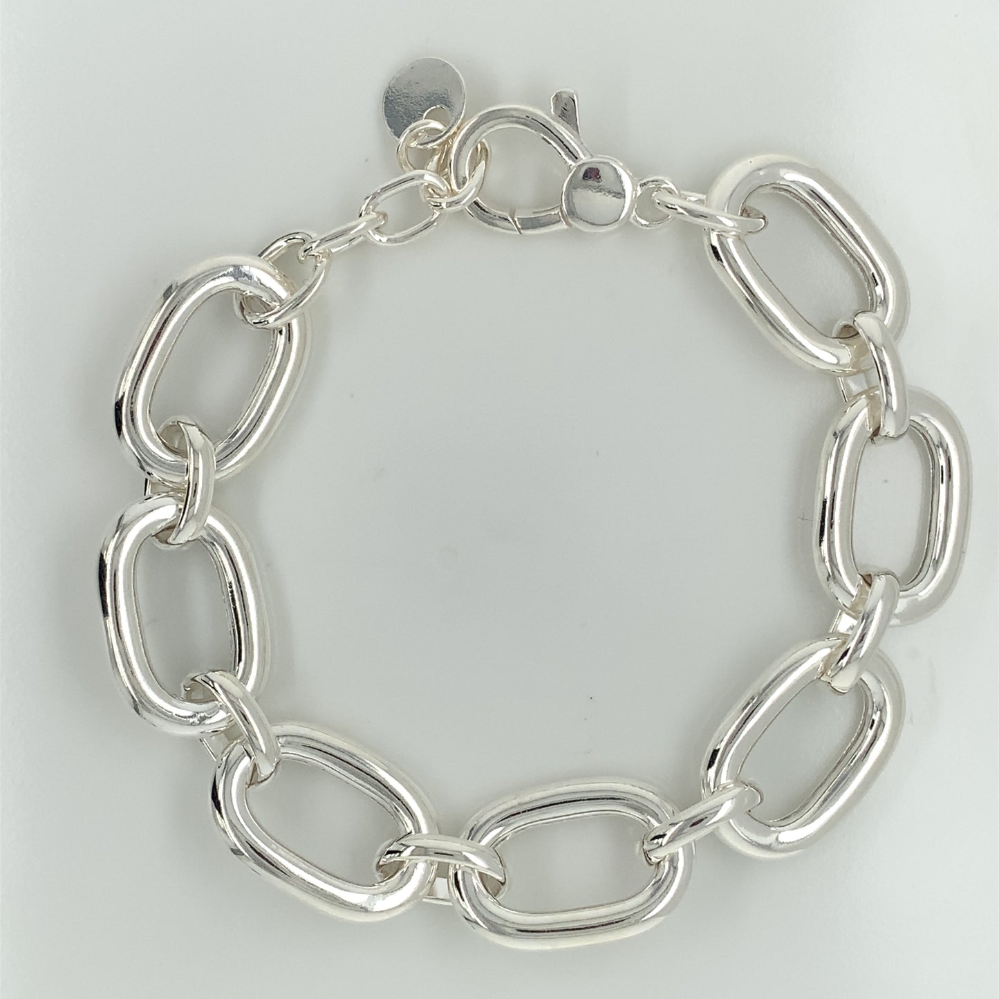 Sterling Silver Chunky Oval Link Bracelet KZ781B