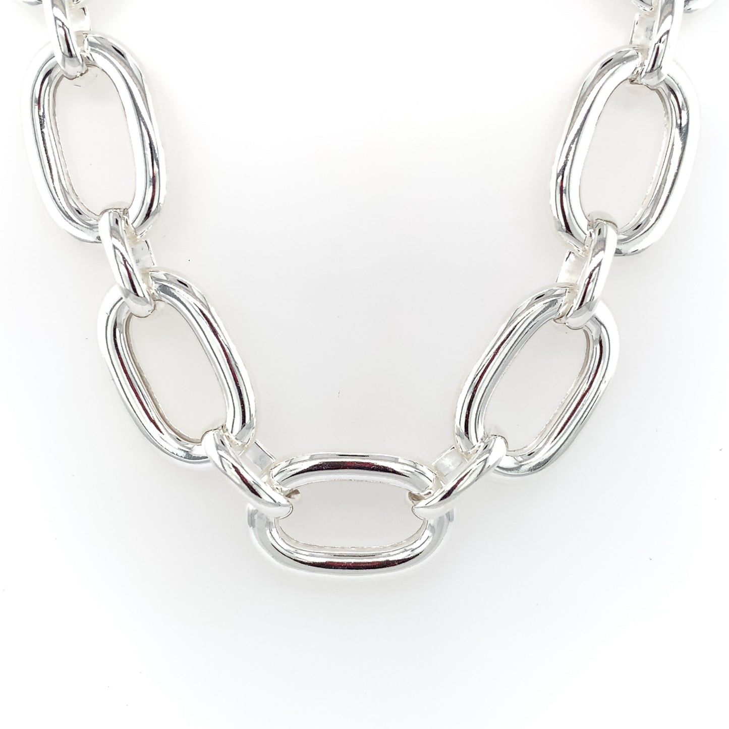 Sterling Silver Chunky Oval Link Necklace KZ781N