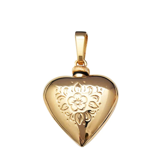 9ct Gold Floral Heart Memorial Ashes Container LC 15628