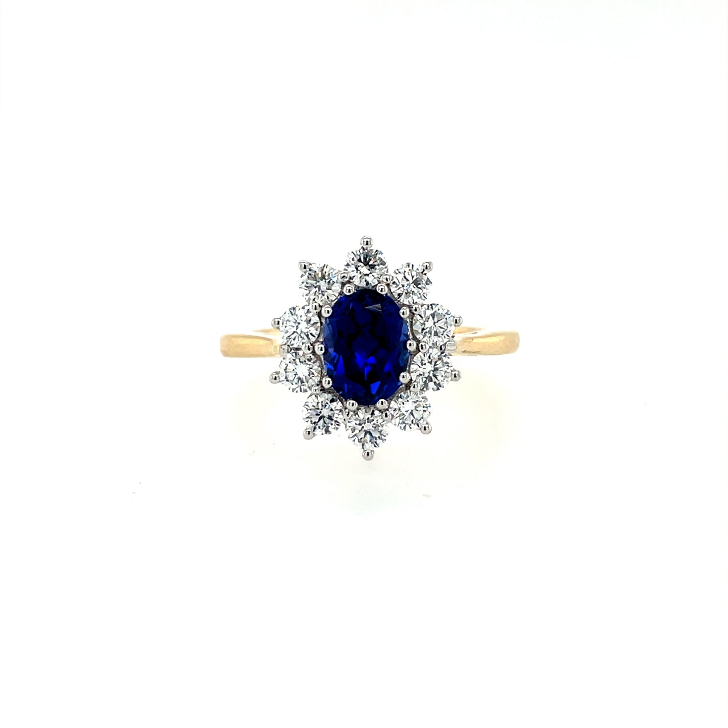 9ct Gold Lab Grown Sapphire & Diamond 1.00ct Cluster Ring GRS281